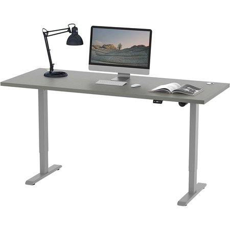 WE'RE IT Lift it, 60"x30" Electric Sit Stand Desk, Effortless Touch Up/Down, Grey Strand Top, Silver Base VL12BS6030-8827